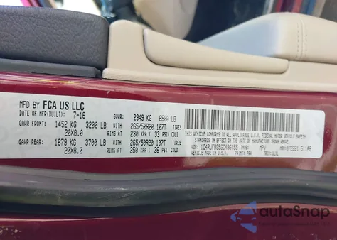 2016 Jeep Grand Cherokee Limited z USA, uszkodzony, nr VIN 1C4RJFBG5GC496455